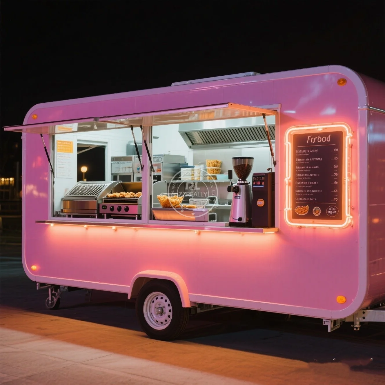 Square Mobile Kitchen Barbecue Food Truck Trailer with Full Kitchen Equipments 20 Ft Mobile Restaurant Car Restaurant