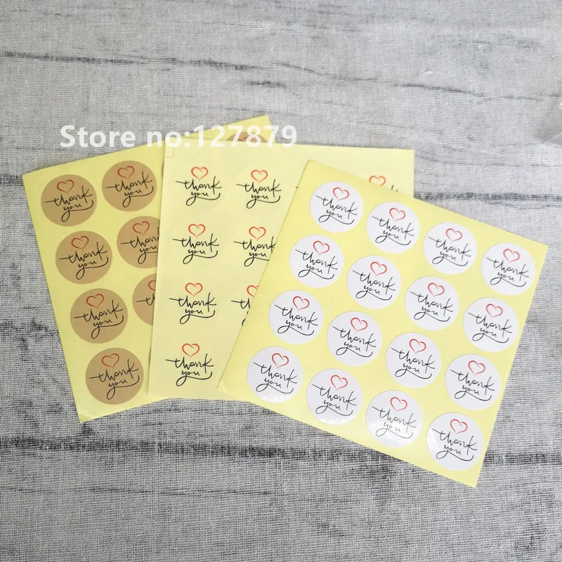 Thank You Self Adhesive Stickers Kraft Label Toy Sticker Diameter 2.5cm For DIY Hand Made Gift Cake Candy Paper Tags 128 Pcs