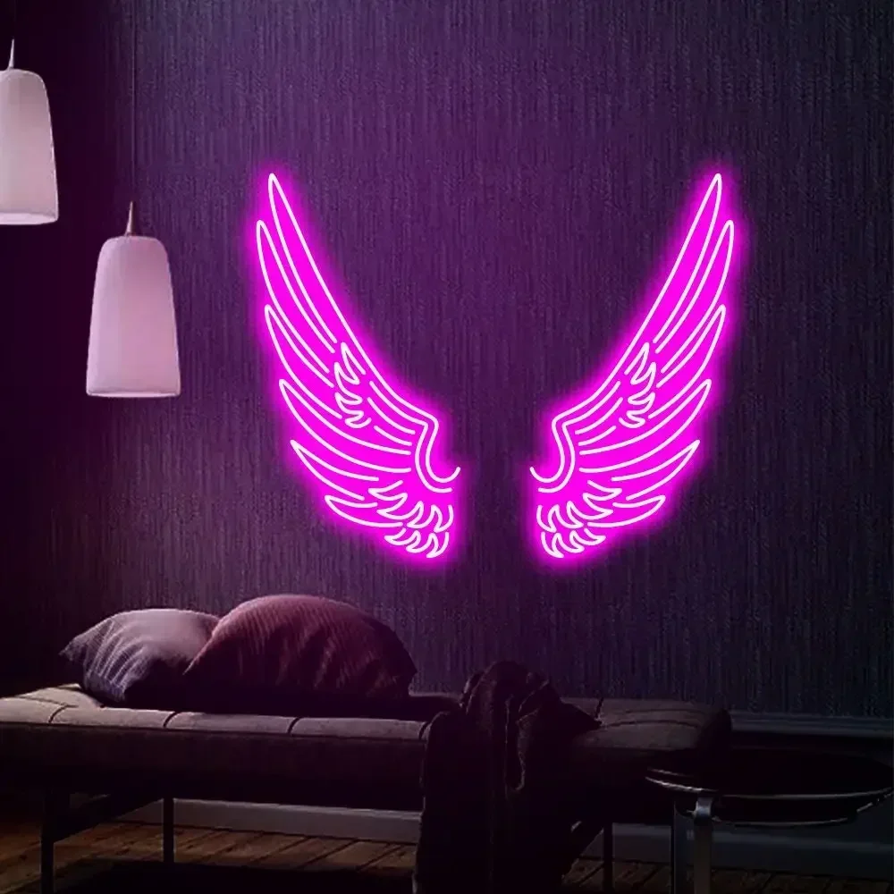 Imagem -03 - Wing Neon Sign Angel Wings Sinais de Néon Personalizados para Casamento Quarto Festa Sala de Estar Bar Decoração da Parede