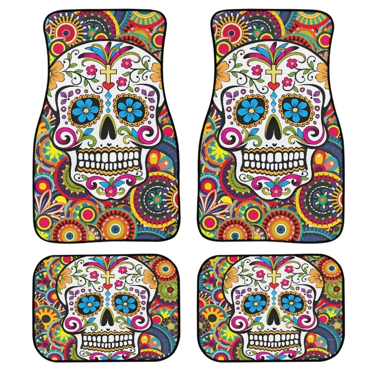 

Sugar Skull Car Floor Mats Universal Waterproof Durable New Car Accessories For Trucks Van SUV Full Set Car Floor Mat Protection