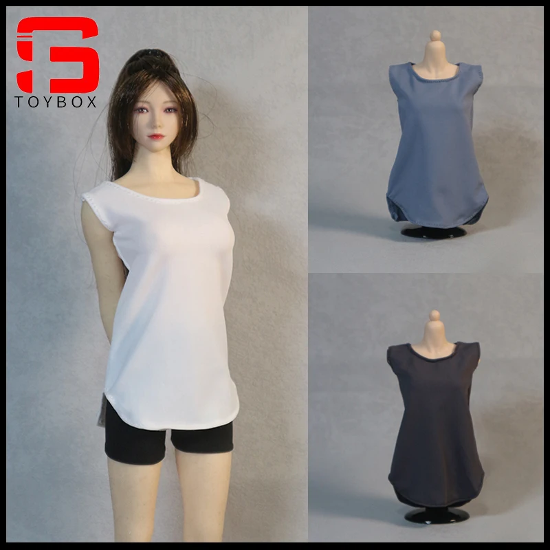 

DMTOYS 1/6 Scale Female Ice Silk Casual T-shirt Top Clothes Model Fit 12'' Soldier Action Figure Body