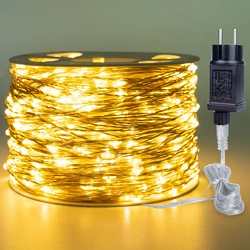 10/30/50/100/120M Silver Wire Fairy Lights Waterproof Outdoor String Lamp Decorative Garland for Party Christmas Wedding Bedroom