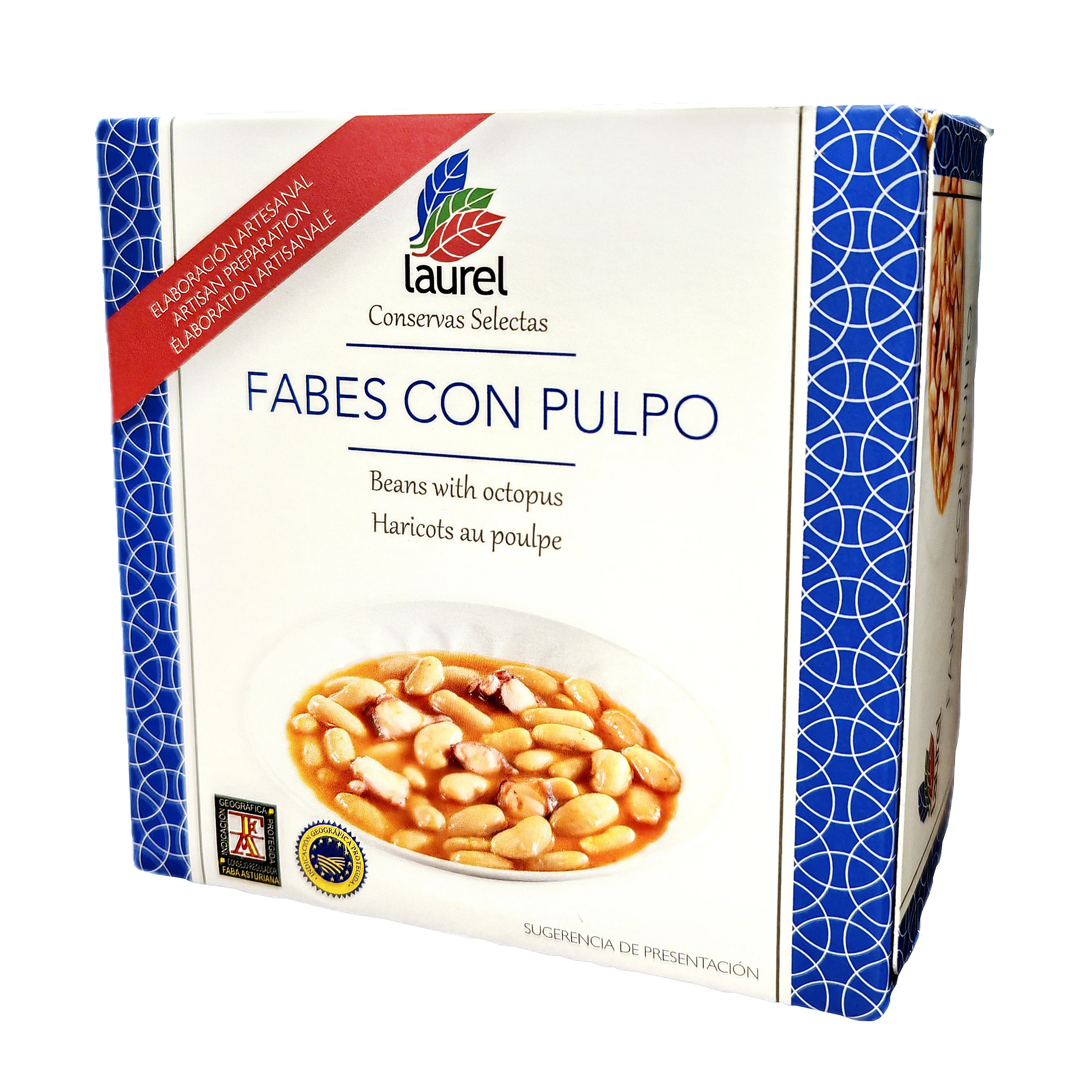Fabes con pulpo. Conservas Laurel. Elaboración Artesanal