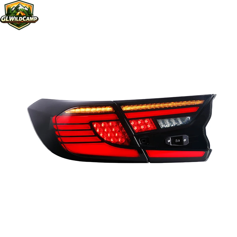 10th Gen Accord LED Rear Lamp Accessories Sequential Turn Signal Custom Replacement Red/Smoke Black ABS+PMMA 12V