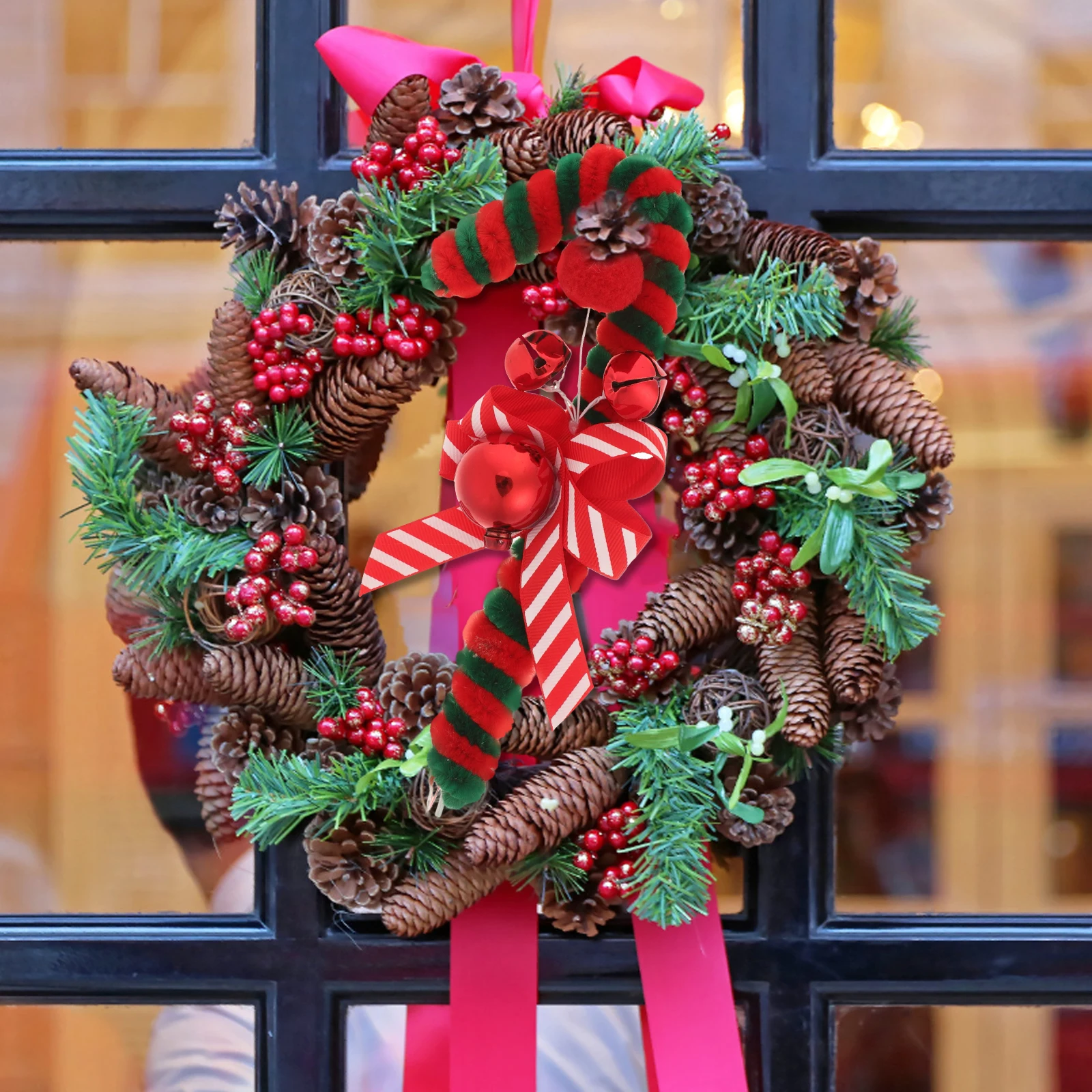 

Christmas Cane Pendant Candy Hanging Adorn for Xmas Cloth Home Decorations Hangings