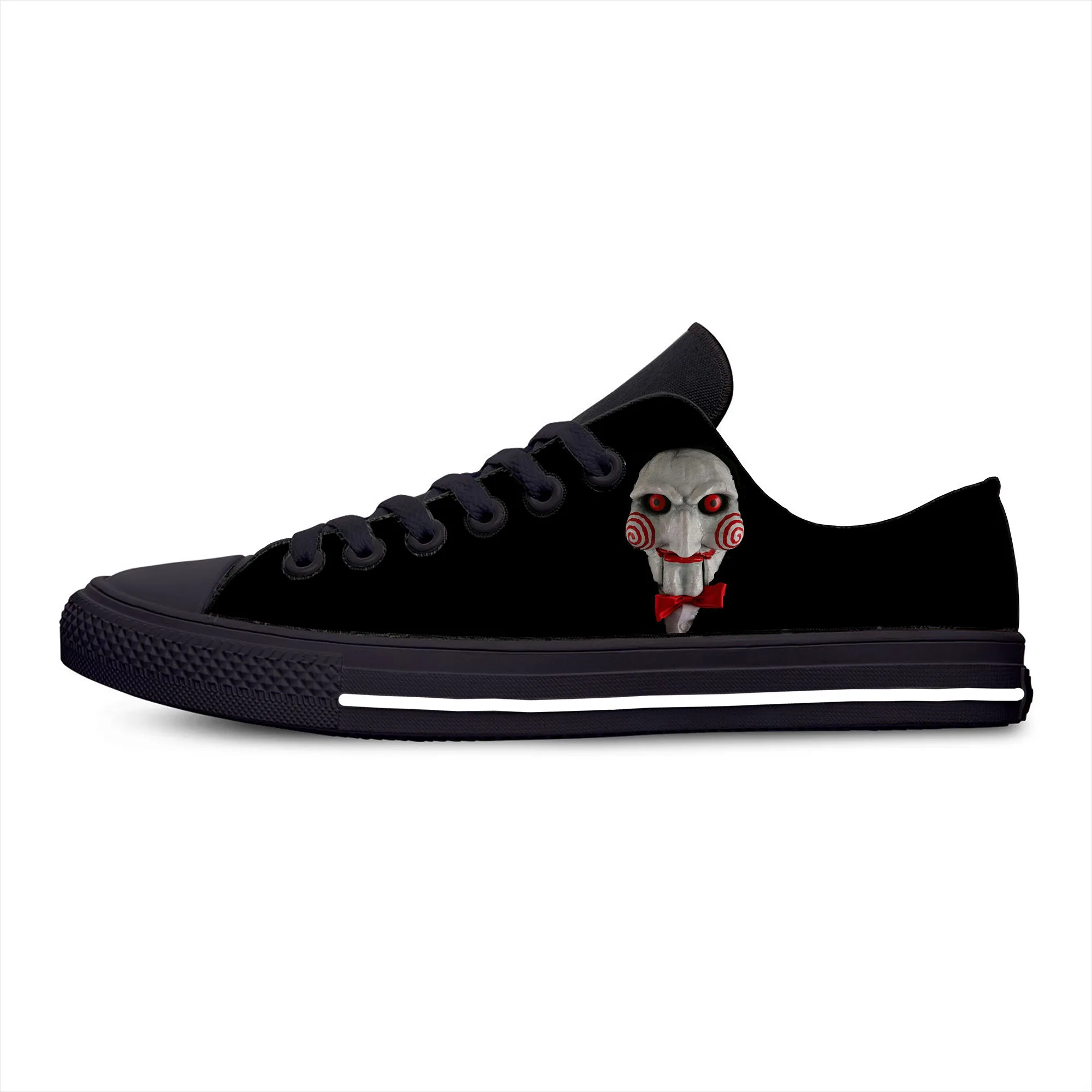 Movie Horror Scary Saw Billy Puppet Jigsaw Cartoon Casual Cloth Shoes Low Top Lightweight Breathable 3D Print Men Women Sneakers