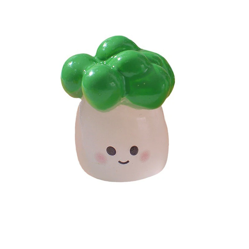 1 Stuk Lichtgevende Groenten Ornament Cartoon Pompoen Champignon Broccoli Tomatenpop Micro Landschap Poppenhuis Miniatuur Speelgoed