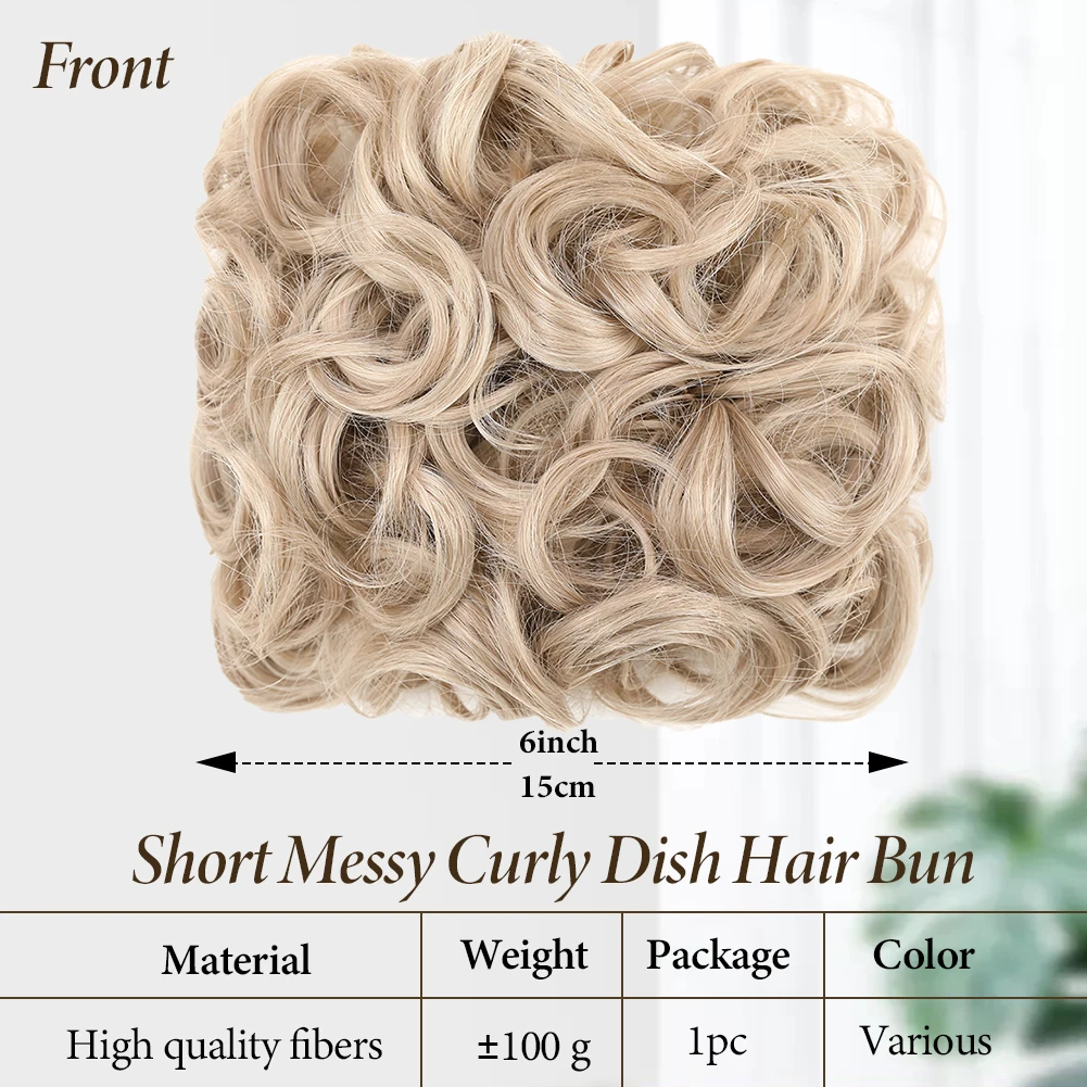 Short Messy Curly Hair Bun Extension Easy Stretch Hair Combs Clip in Ponytail Extension 6 Inch High Quality Synthetic Hairpieces