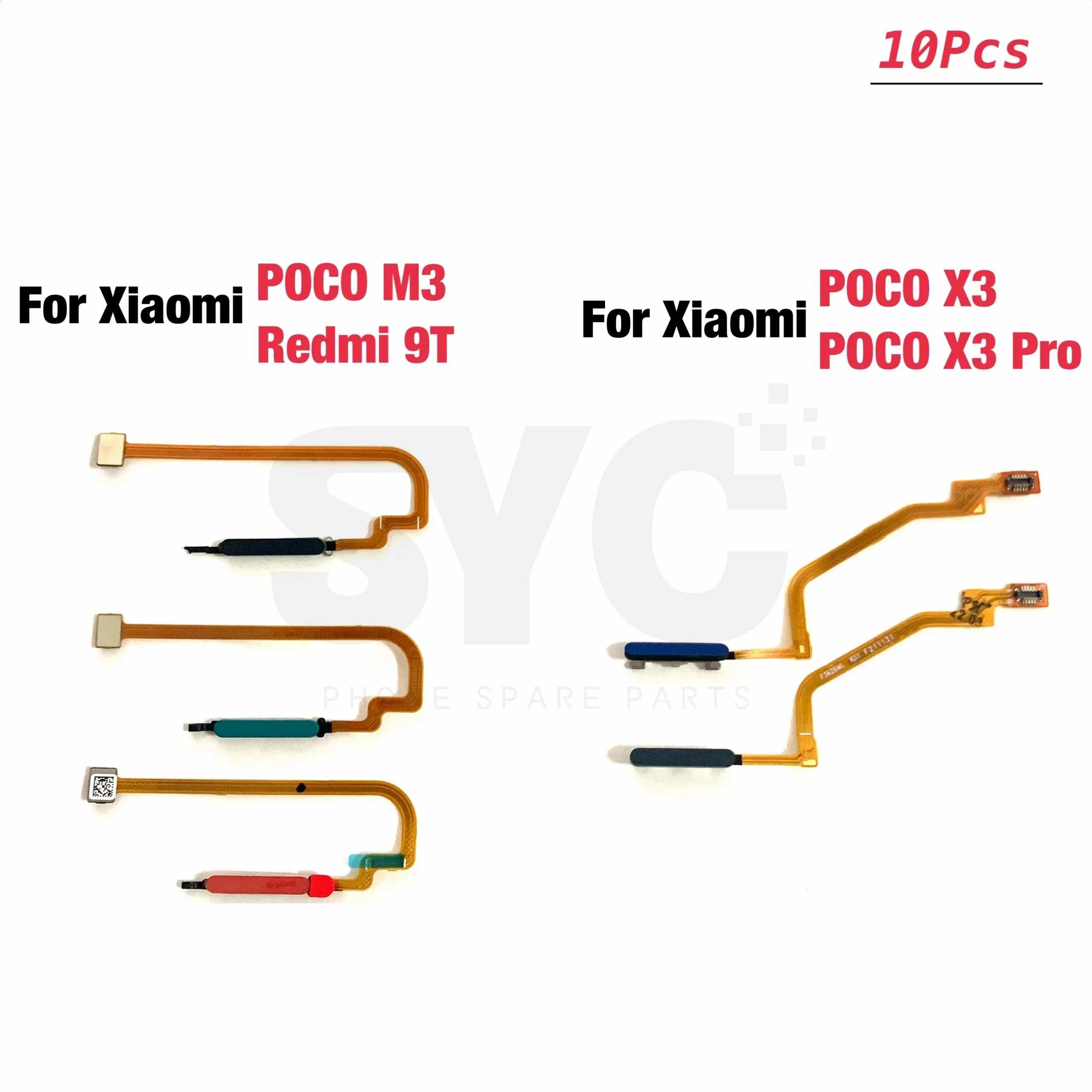 

10Pcs Finger Reader Fingerprint Reader Sensor Home Button Flex Cable For Xiaomi PocoPhone Poco X3 NFC Pro M3 Redmi 9T