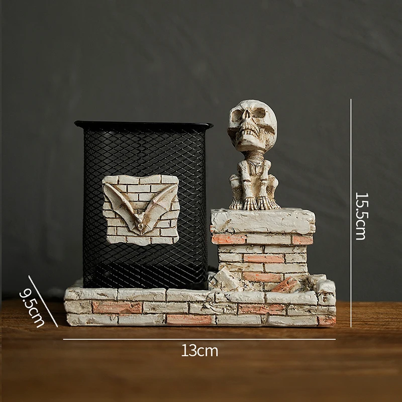 ハロウィンスカルペン鉛筆ホルダースケルトンキーホルダー化粧ブラシホルダーホームオフィスデスク用品オーガナイザーアクセサリーギフト