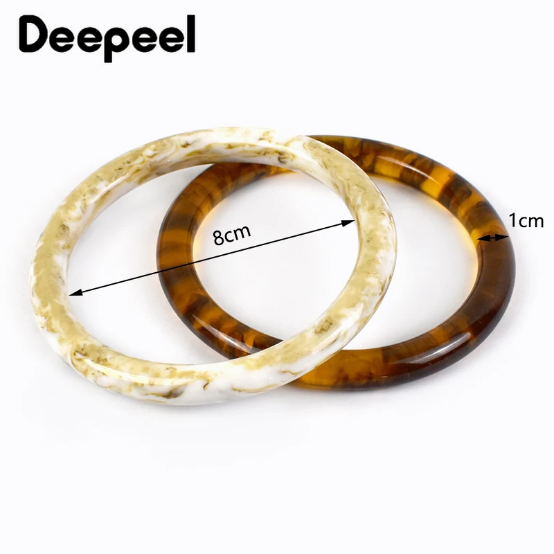 2Pcs=1Pair Deepeel 10cm Resin Ring Bags Handle Fashion Round Handles  Sewing Brackets Handbags Handmade DIY Craft Accessory