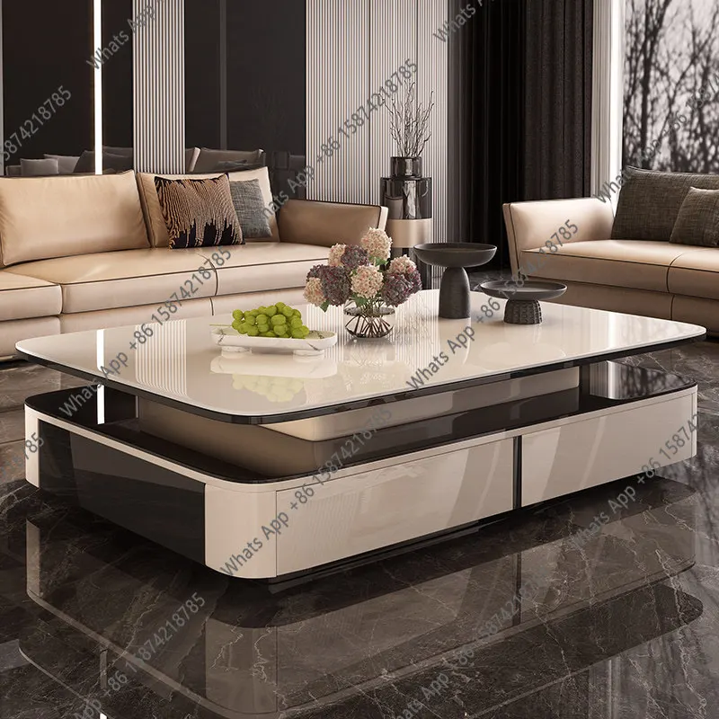 

Slate coffee table double-layer living room home light luxury high-end new large apartment hall coffee table table 45cm high