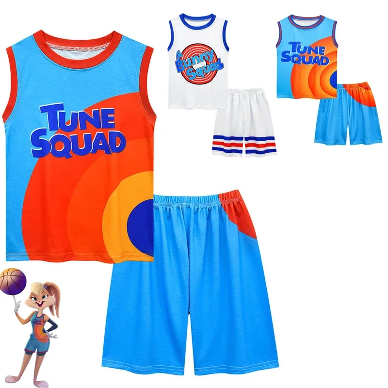 Boys Girls S-Space Jam 2 Bugs B-Bunny Jersey Clothes Tune Squad Basketball Cosplay Vest Shorts Tracksuit Suit Children Clothing