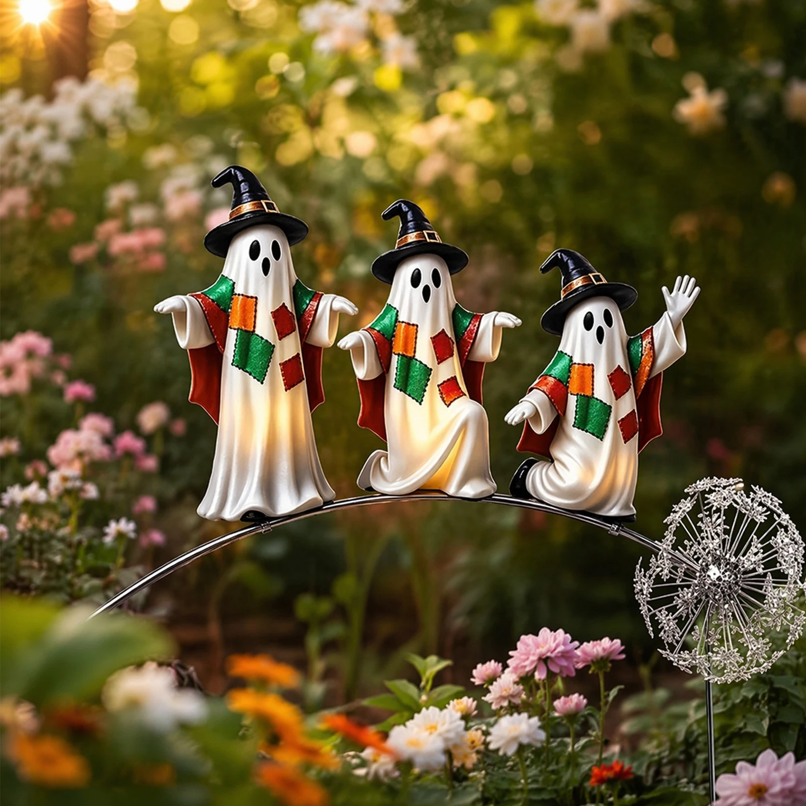 Iron Outdoor Yard Art Stake Decorative Lawn Ornaments Beautiful Statue Figurines for Lawn Patio Flower Bed Walkway