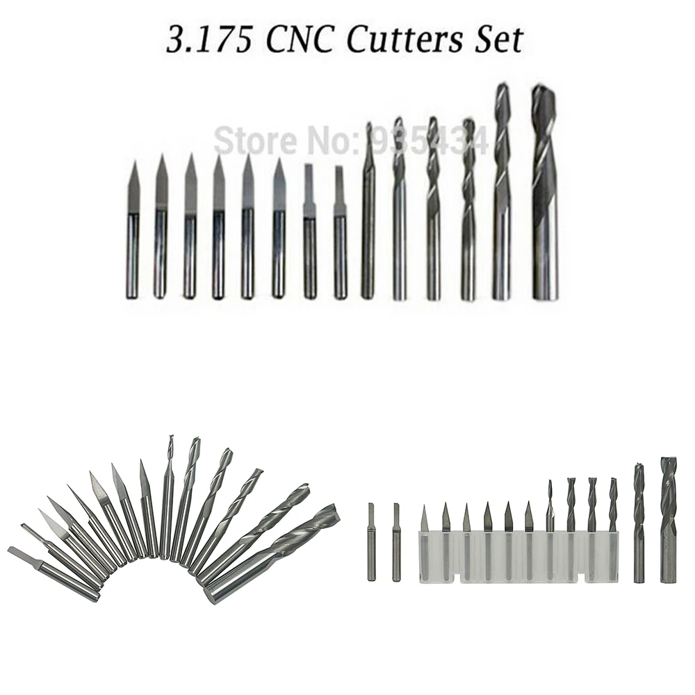 14 pcs 3.175 mm Drilling bits/ Tool bits Cutter Carving Knife for PVC,Wood,Acryl ,MDF,ABS Material Cutting view 2
