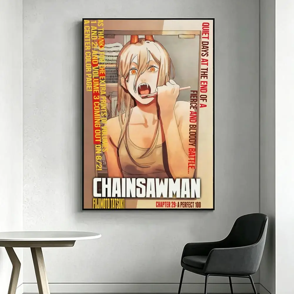 Anime C-Chainsaw M-Man Poster HD-Kunstdruck, wasserfest, selbstklebend, Wanddekoration, Heimdekoration (Wohnzimmer, Schlafzimmer, Bar), ästhetisch – Detail 6