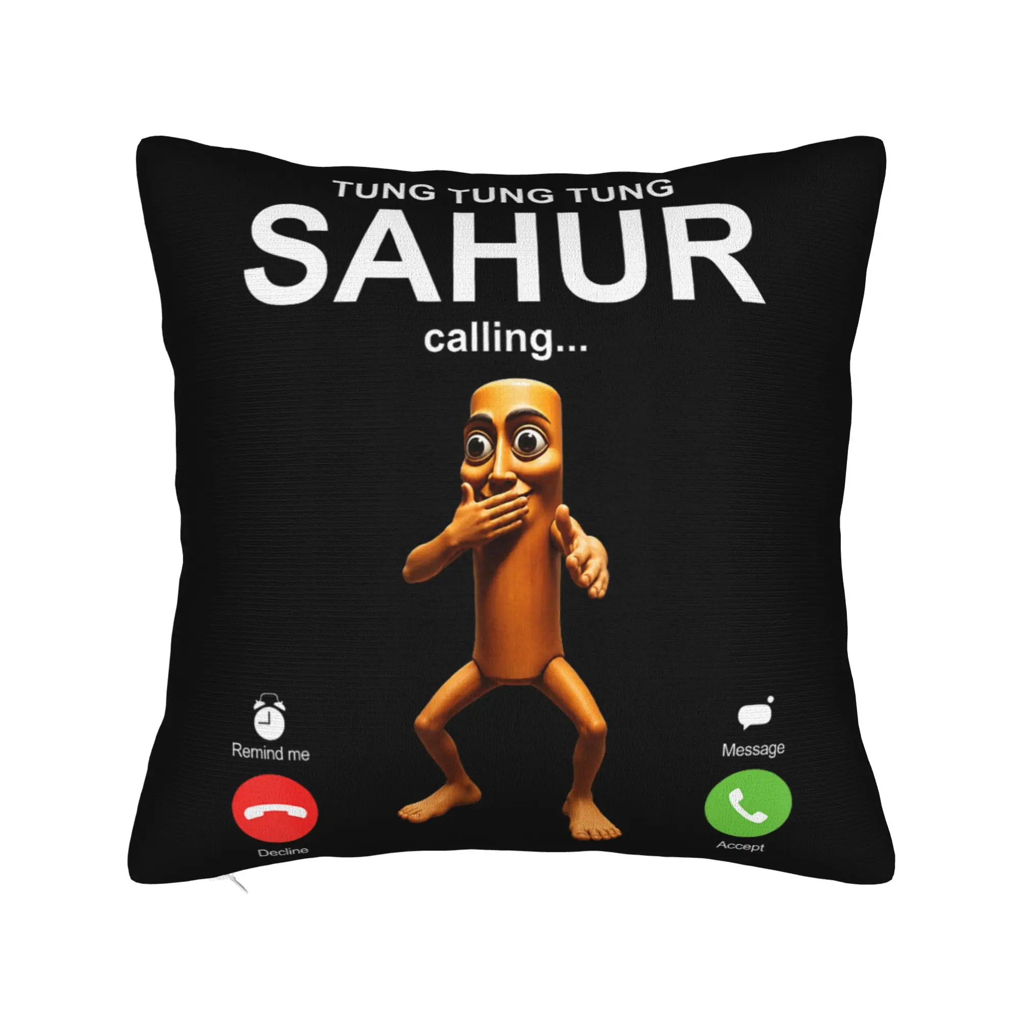 Tung Tung Tung Sahur Calling Funny Fishing Joke Scuba Boys Pillowcase Printing Cushion Cover Decoration  Pillow Case Cover