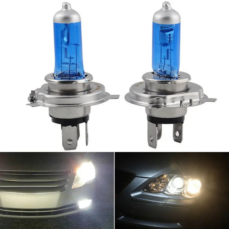 2Pcs H4 HB2 9003 Car Headlight Warm White12V 55W 6000K Bright Light Halogen Headlight Bulb Quartz Glass Tube