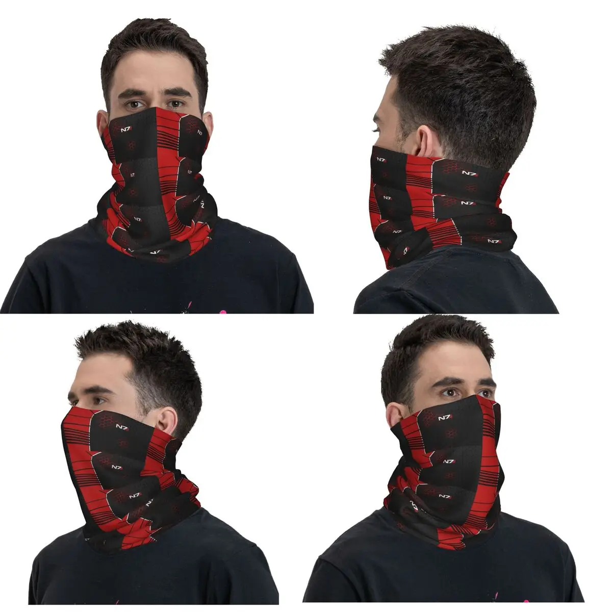 قداس تأثير N7 درع التحالف العسكري لعبة فيديو 8 باندانا غطاء الرقبة قناع مطبوع وشاح متعدد الاستخدام بالاكلافا للجنسين الكبار