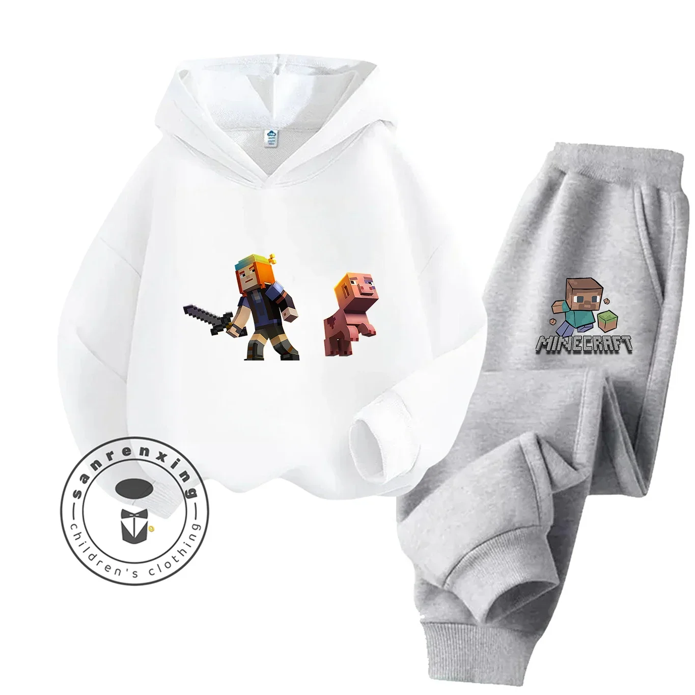 موضة Minecraft 2D الكرتون المطبوعة هوديي مجموعة 2025 رائجة البيع للأطفال المراهقين بنين بنات عادية الخريف الشتاء