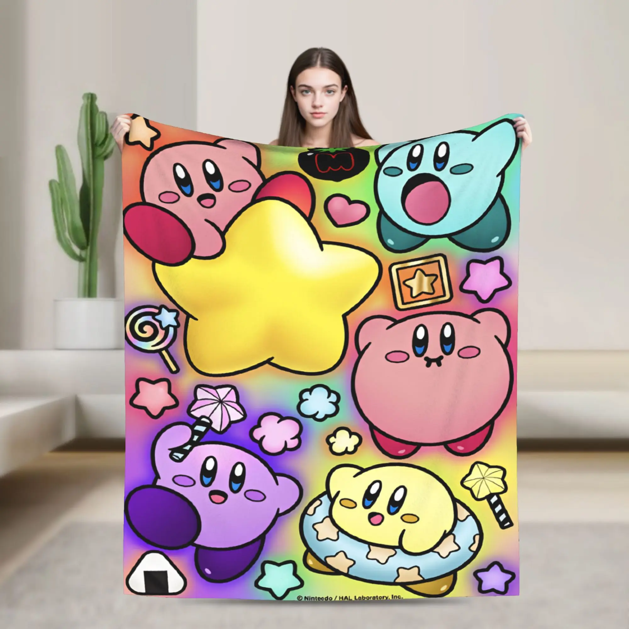 K-Kirbies  Soft Blanket  Airplane Travel Plush Throw Blanket Novelty Couch Bed Flannel Bedspread Sofa Bed Cover