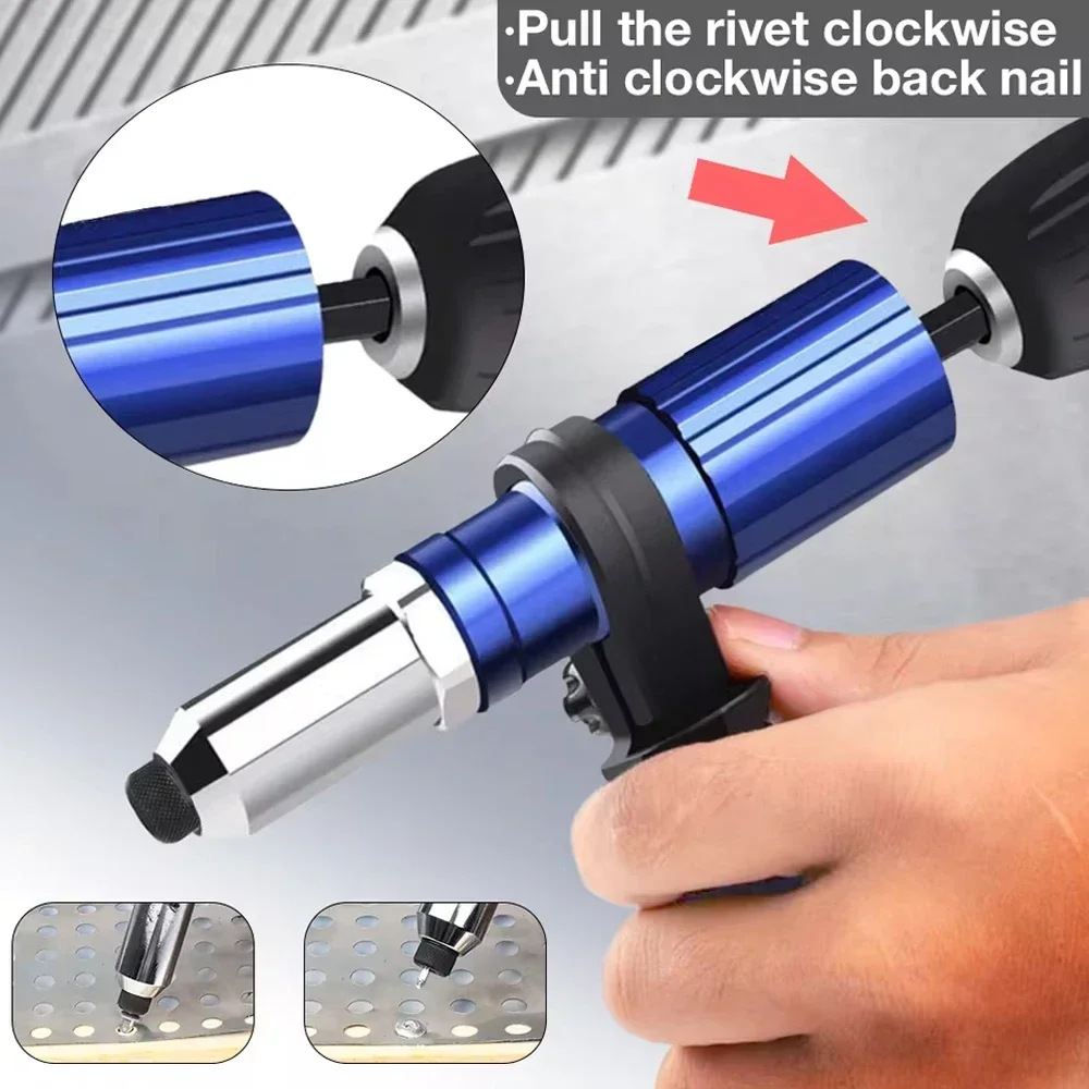 Electric Rivet Gun Adapter for Drills with 2.4mm 3.2mm 4.0mm 4.8mm Riveting Tool Home Use Riveting Machine