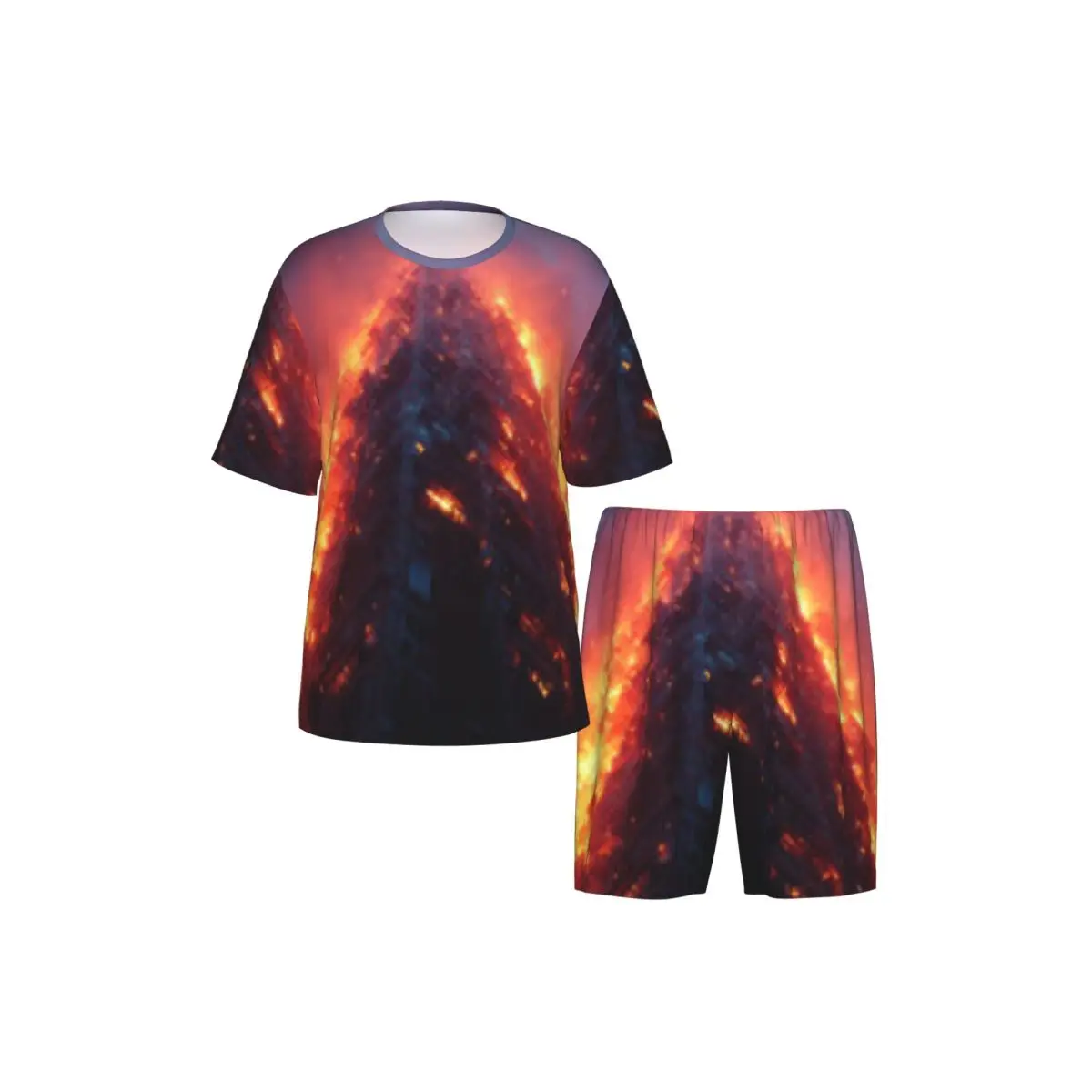 Fotografia 4: Conjunto de Pijama Casual Masculino com Camiseta de Manga Curta e Shorts, Roupas para Casa, Conjunto de Dormir
