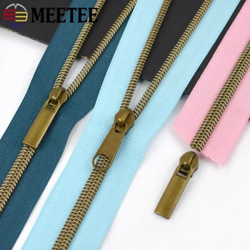 5# Nylon Zippers Tape for Bag +Zipper Slider Heads Plastic Zips By The Meter Decorative Zip Pulls Repair DIY Sewing Accessories