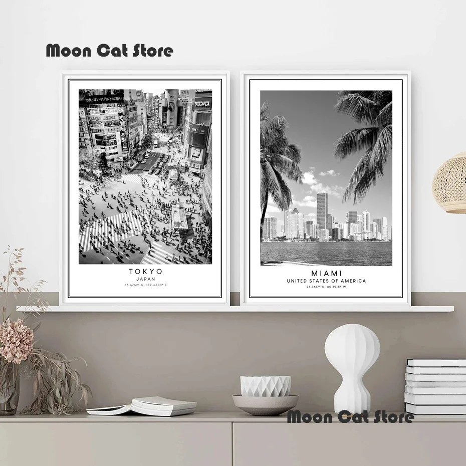 Minimalist Black and White Travel Cities Landmarks Paris London Rome Poster and Prints Wall Art Pictures Home Decor Gift
