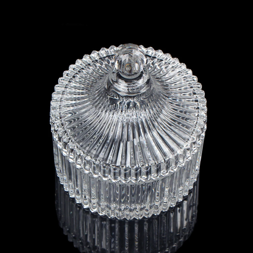 

Transparent Glass Candy Jar Striped Clear Large No 8 with Lid Home Store Display Can Snacks Cosmetics Toothpick Swab