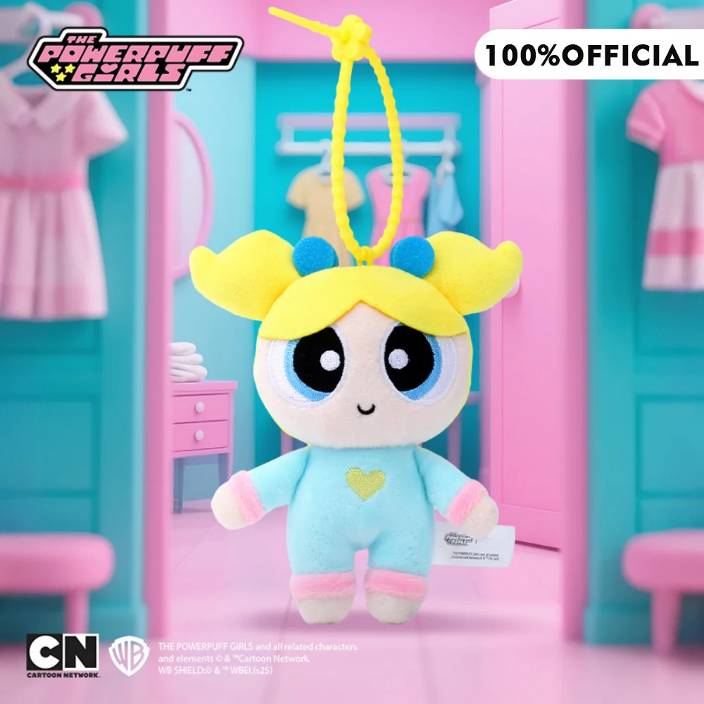 جديد حقيقي Powerpuff الفتيات زهر فقاعات أفخم الدمى المفاتيح لطيف الكرتون Buttercup ظهره حلية هدايا عيد الميلاد #5