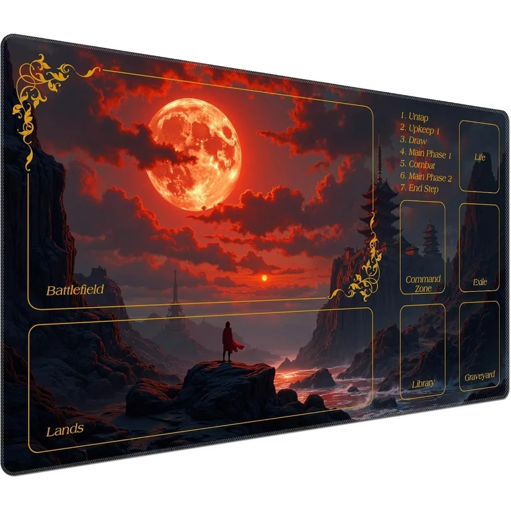 Sunset Ocean Wave Zoned TCG Play Mat Durable Smooth Tabletop Deskpad Party Gathering Card Game Mat Non-slip Keyboard PC MousePad