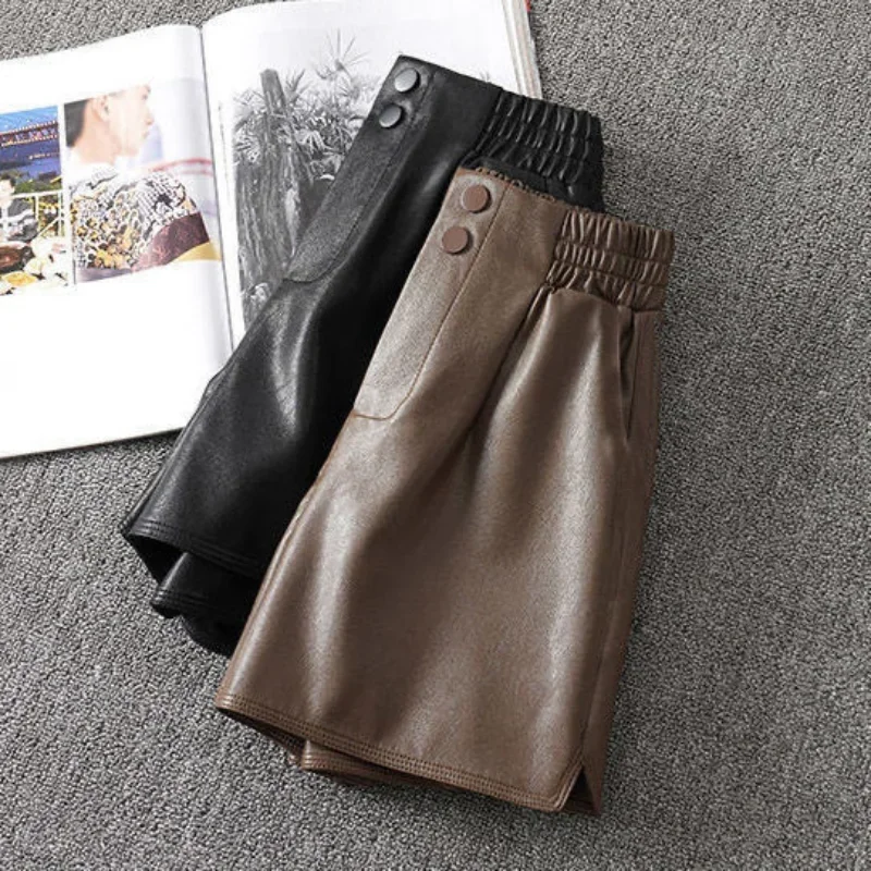 Trend Elastic Waist Youth A-line Shorts Spring Autumn New Solid Loose All-match Wide Leg Shorts Fashion Casual Women Clothing