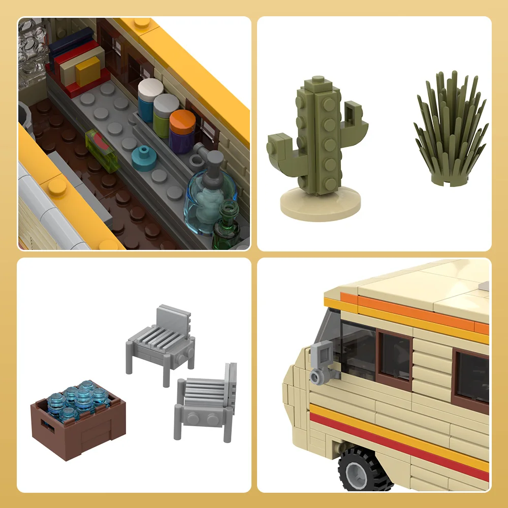 MOC Breaking Bad RV Model Building Blocks Laboratory Cooking RV Travel Camping RV DIY Creative Architecture Brick Toy Gift