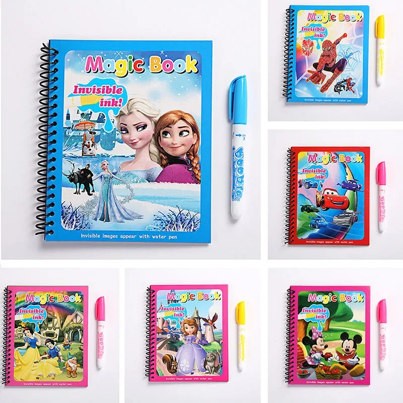 Disney Frozen Puzzle Painting Graffiti Book Cartoon Anime Spiderman Mickey Cars Sofia Princess DIY Magical Watercolor Paint 2024