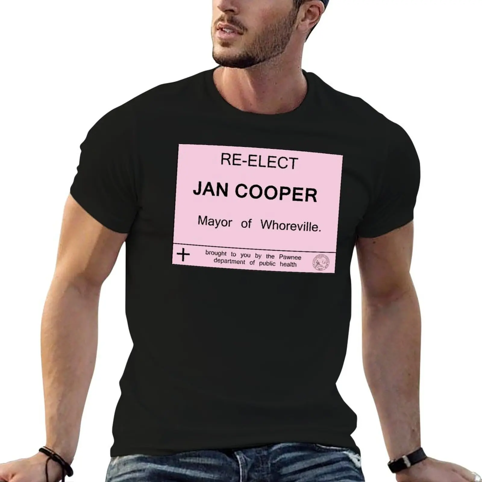 Pawnee re-elects Jan Cooper T-Shirt summer clothes basketball graphic tees plain black t shirts men