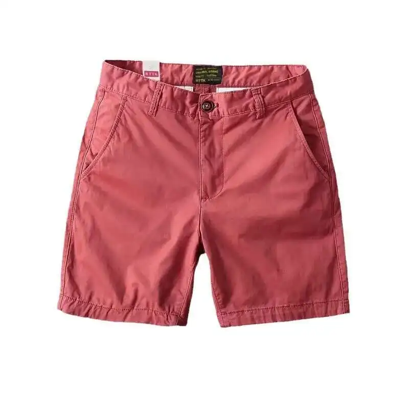 Textured Casual Pure Washed Soil, Men's Summer Cotton, Shorts, Trendy Solid Color, Versatile Slim Fitting Workwear, S Shorts,