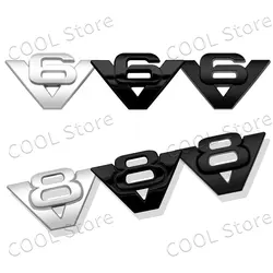 Creative Car 3D Metal Chrome Sticker Emblem V6 V8 Logo Badge Car Tail Trunk Side Body Decoration Universal Auto Accessories