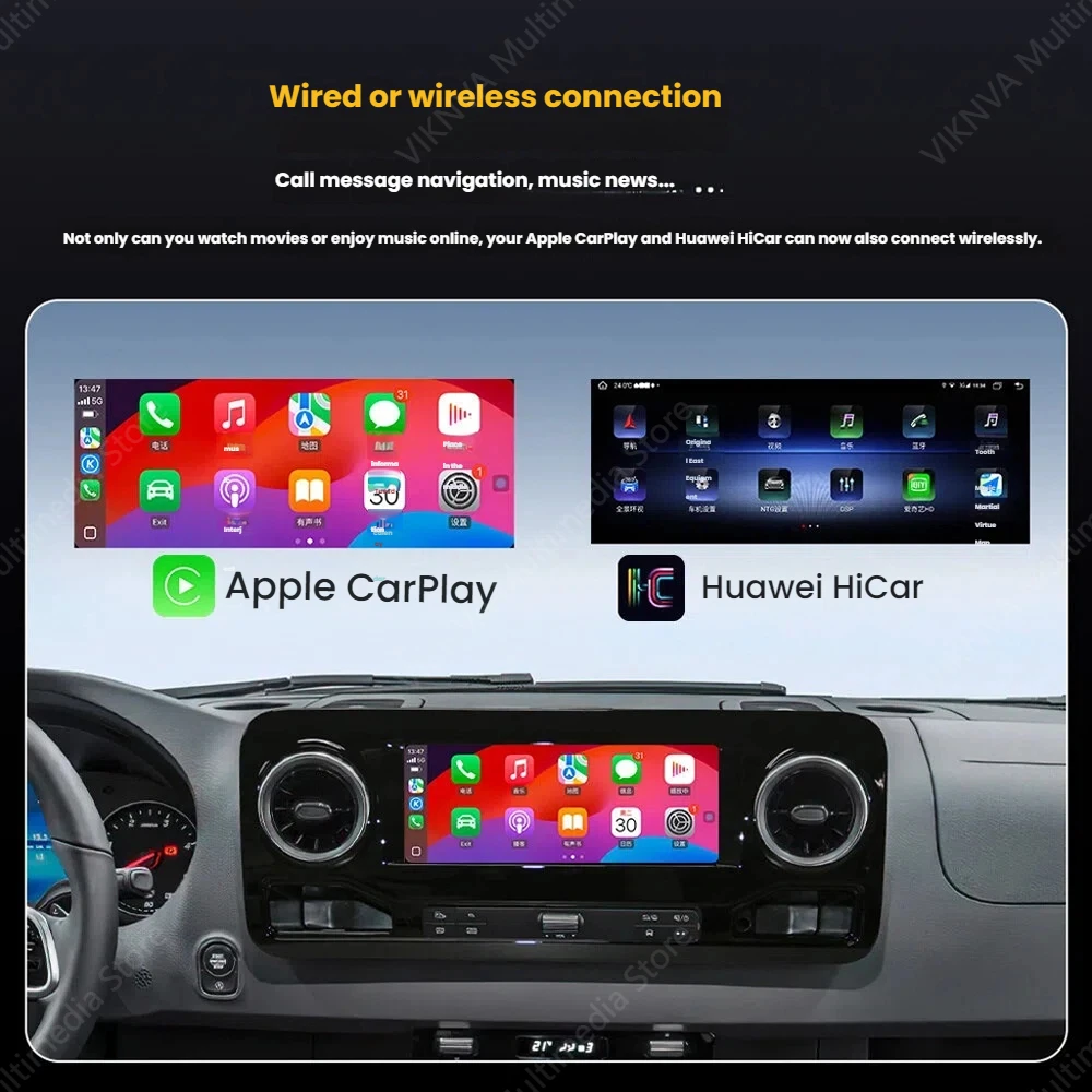 

10.25-дюймовый автомобильный радиоприемник для Mercedes Benz Sprinter 2018-2024 с Android Auto, беспроводным CarPlay, мультимедийным стереоплеером и GPS-навигацией
