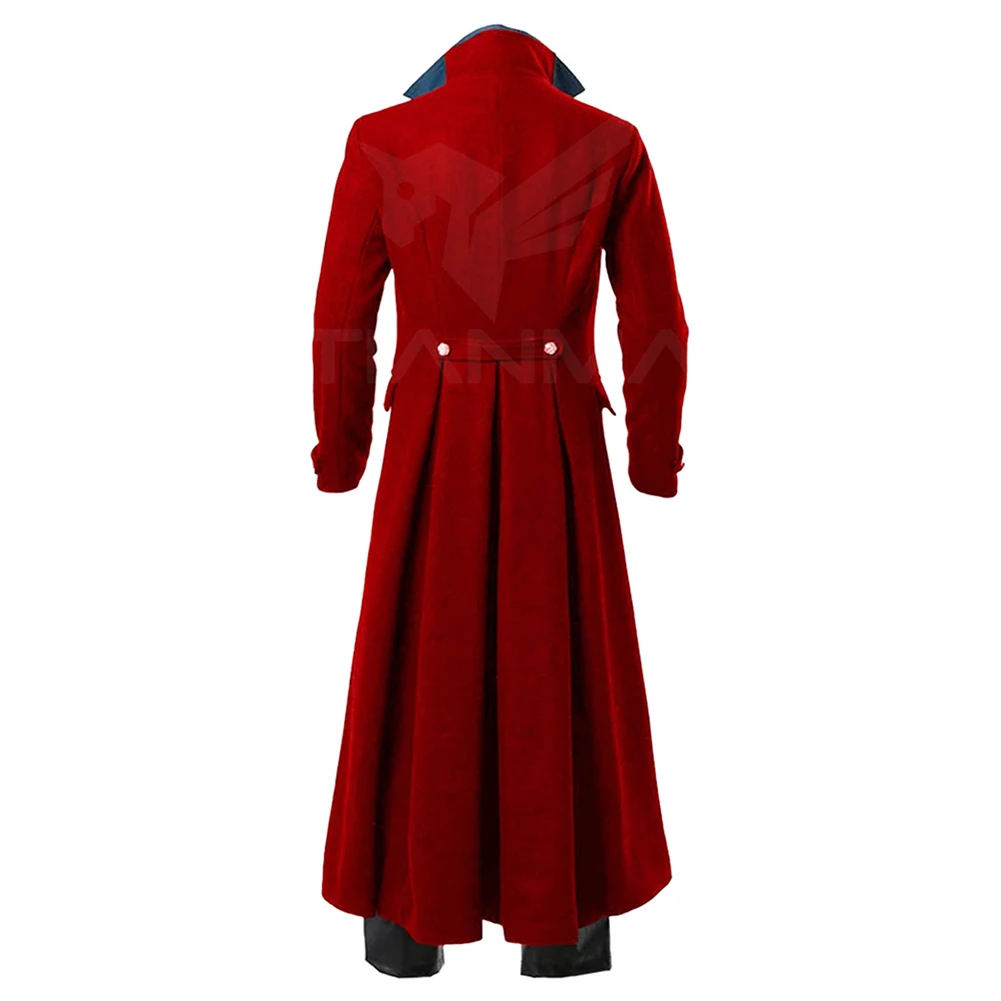 Medieval Retro Steam Punk Cosplay Gothic Fantasy Adult Men Red Coat Long Jacket Outfits Halloween Carnival Party Role Play Suit