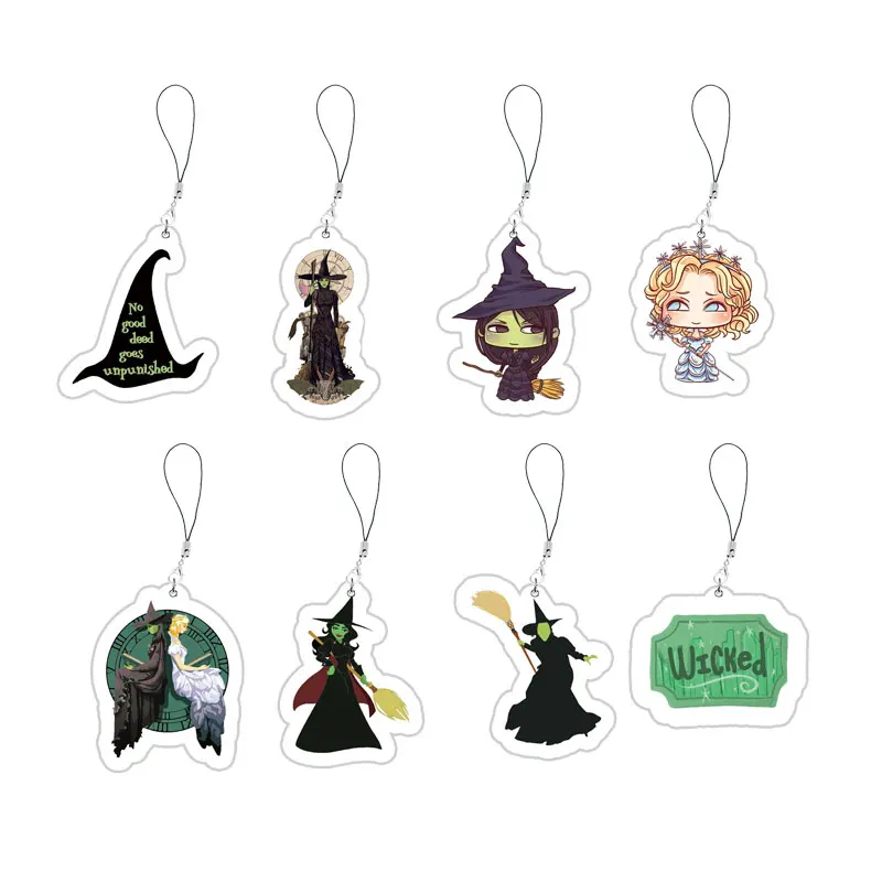 

Hot Movies Wicked Mobile Phone Charms Cartoon Acrylic Wicked Small Pendant Phone Chain Keychain Fans Gifts