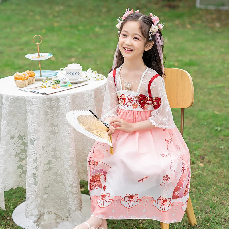 

New Hanfu children's improved national style big children's dress spring and sweet beauty children's Hanfu