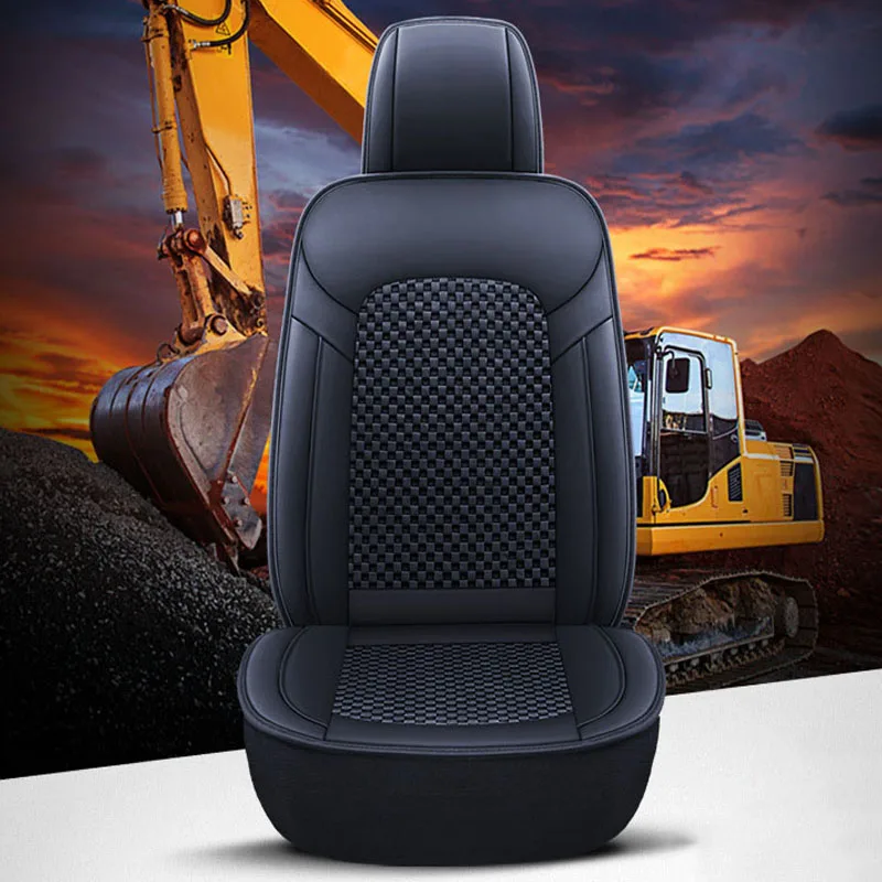 

For Summer Ice Silk Full Leather Excavators Loaders Seat Covers Cushions Pretector General Engineering Car Accessories