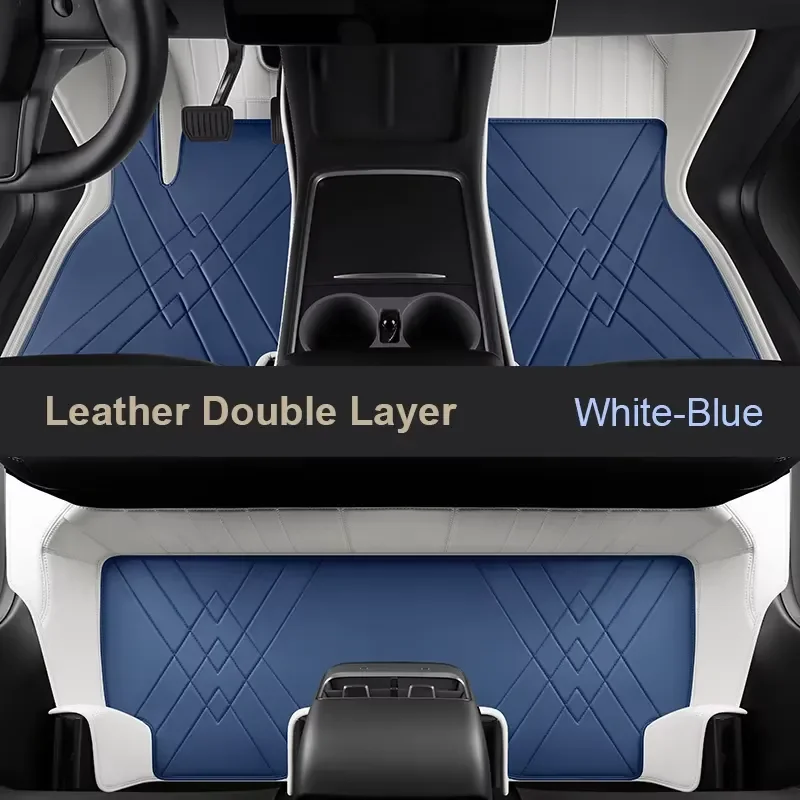 For Model 3 Custom Fit Car Accessories Floor Mat Interior ECO Material Genuine Leather for Front and Rear Seat