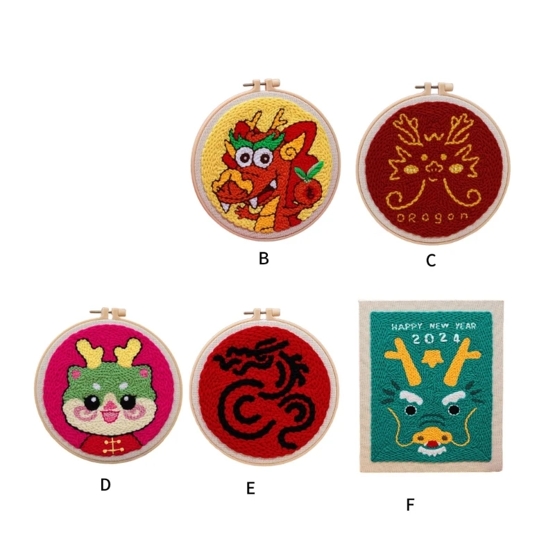 

Full Ranges of Stamped Dragon Pattern Ornament Embroidery Set for Beginner, Dragon Pattern Stitches Starter Kits