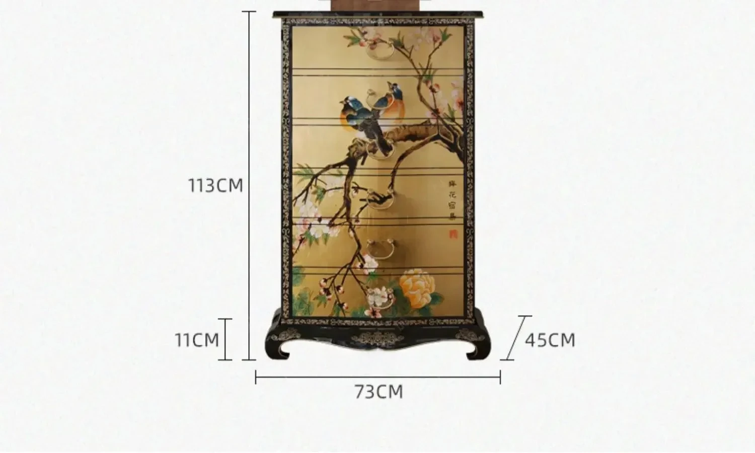 

New Chinese painted bedside storage chest of drawers French retro solid wood hand painted locker