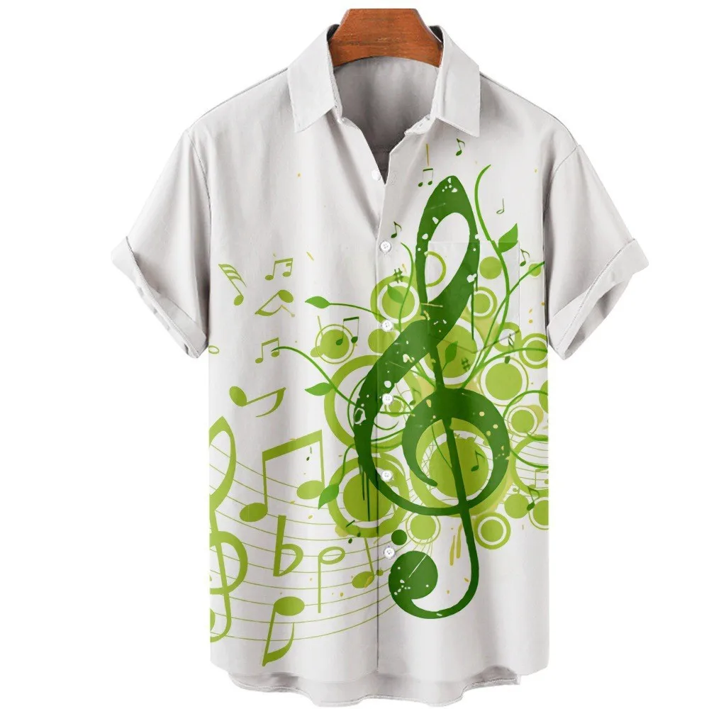 

Хип-хоп Модная роскошная музыкальная нота 3D-принт Мужская однобортная рубашка Повседневная женская блузка с коротким рукавом Летние рубашки с откидным воротником