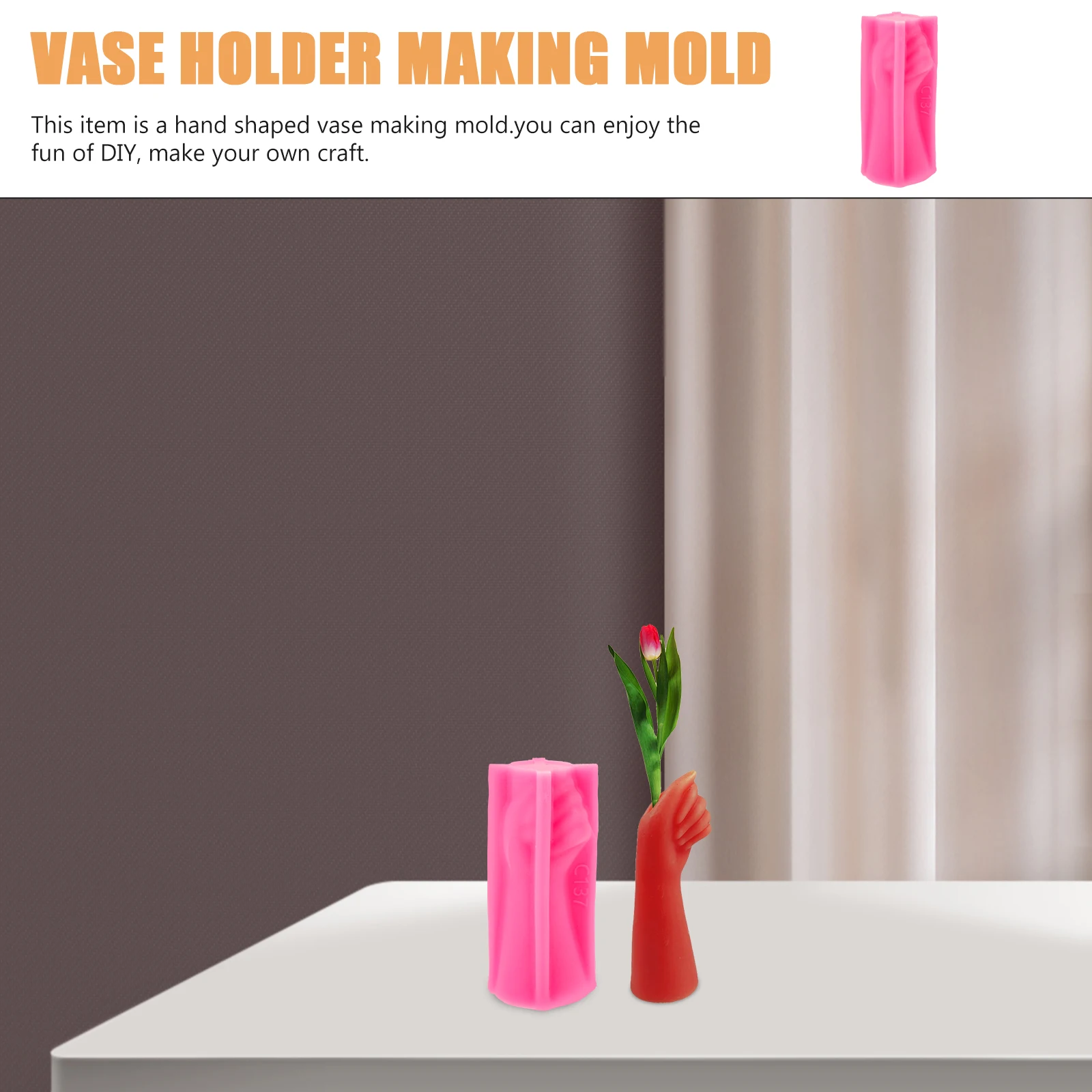 

Vase Holder Pink Silicone Planter Simple Brush Flower Cement Mold Silicone Container Diy Pot Crafts Reusable Longlasting