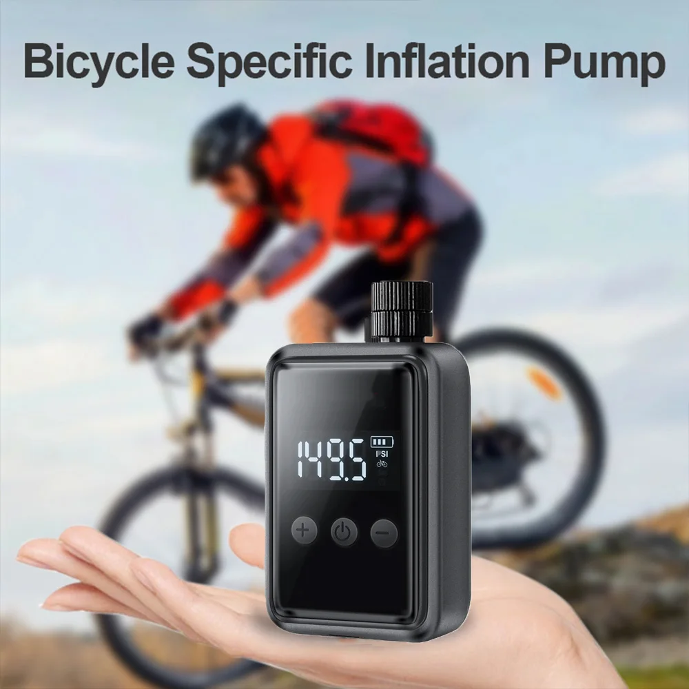 

150PSI Electric Air Pump Portable Bicycle Cordless Inflator Presta/Schrader Valve Rechargeable Compressor Tire Digital Display