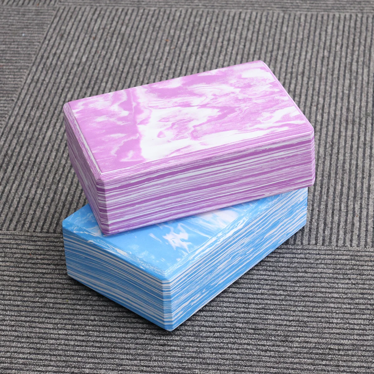 2 Pcs EVA Yoga Blocks Fitness Bricks Camouflage 2300X1500X750CM for Beginners Blue